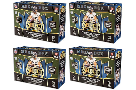 Coffret de cartes de football américain Panini Select 2022 édition Mega Box (cartes Prizm noires et vertes) (lot de 4)