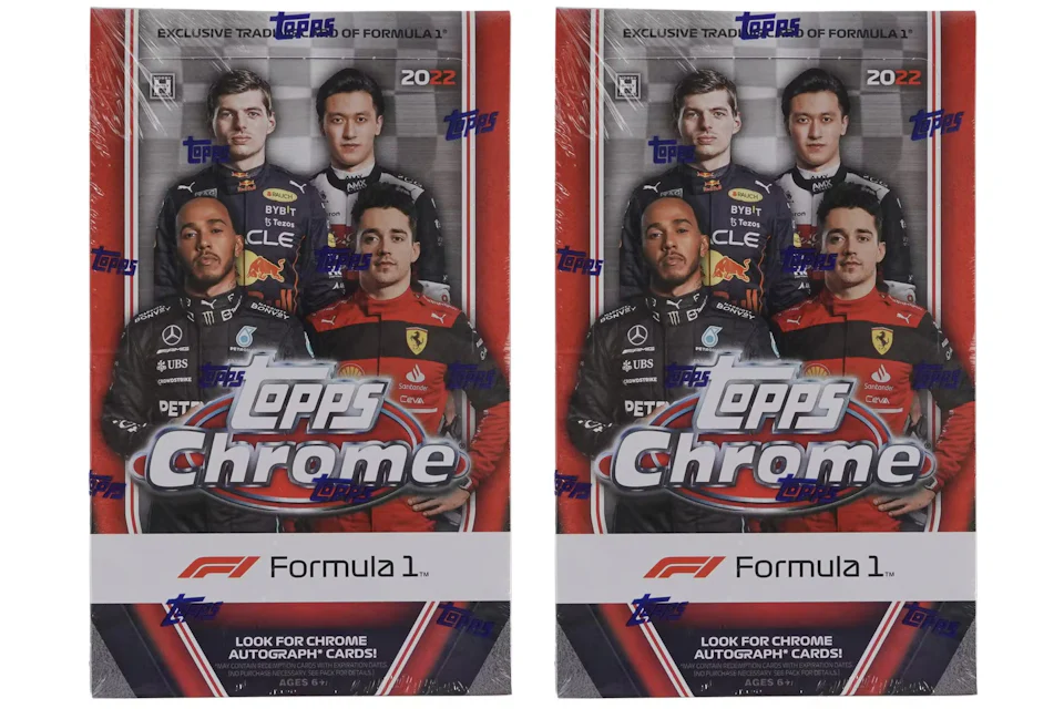 Lote de 2 cajas (18 sobres) de tarjetas de Fórmula 1 2022 Topps Chrome