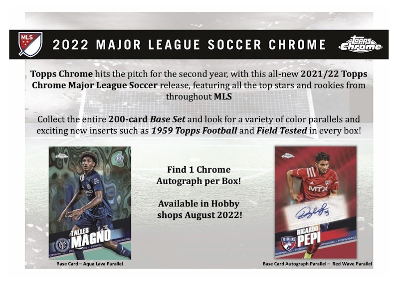 2022 Topps Chrome MLS Soccer Hobby Box 2x Lot 2022 IT