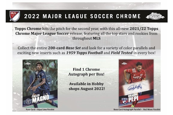 2022 Topps Chrome MLS Soccer Hobby Box