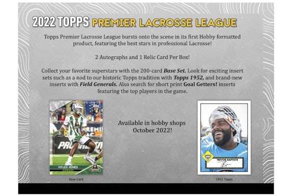 2022 Topps Premier Lacrosse League Hobby Box 2x Lot