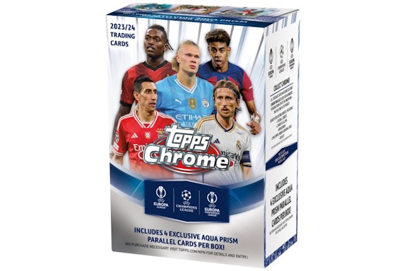 2023-24 Topps Chrome Scatola di valore per club UEFA Soccer