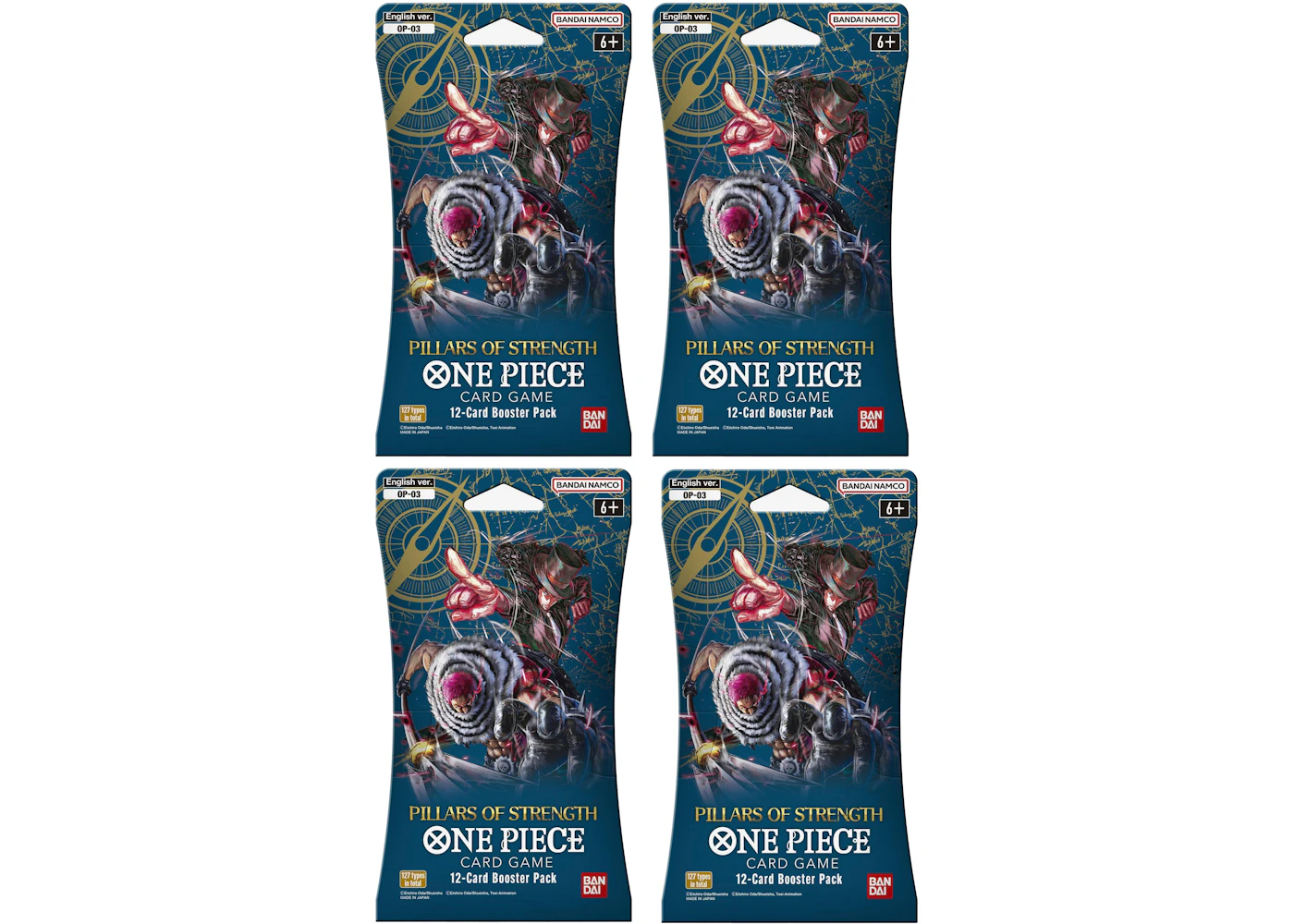 2023 Bandai One Piece Card Game Pillars of Strength Booster Pack (OP-03) ( English) 4x Lot - 2023 - US 2023 Bandai One Piece Card Game Pillars of Strength Booster Pack (OP-03) ( English) 4x Lot - 2023 - US