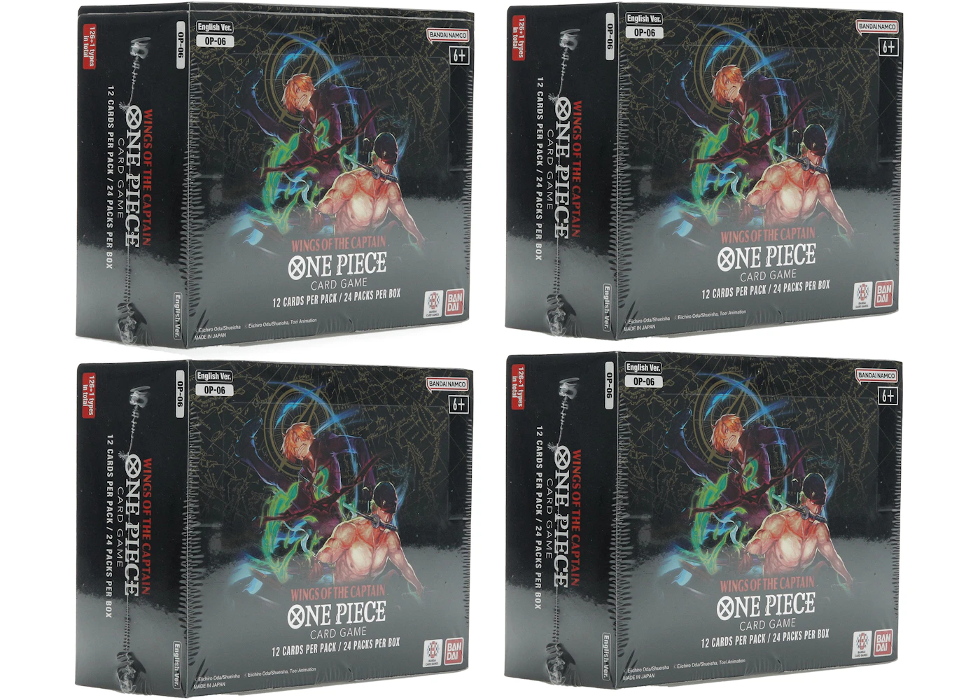2024 Bandai One Piece Card Game Wings of the Captain Booster Box (OP-06) ( English) 4x Lot - 2024 - US 2024 Bandai One Piece Card Game Wings of the Captain Booster Box (OP-06) ( English) 4x Lot - 2024 - US