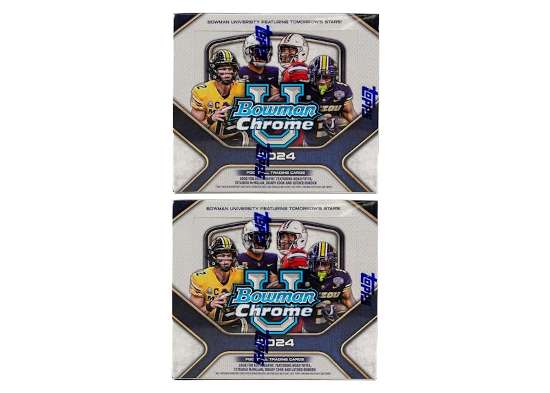 2024 Bowman Chrome University Football Jumbo Hobby Box 2x Lot 2024 US