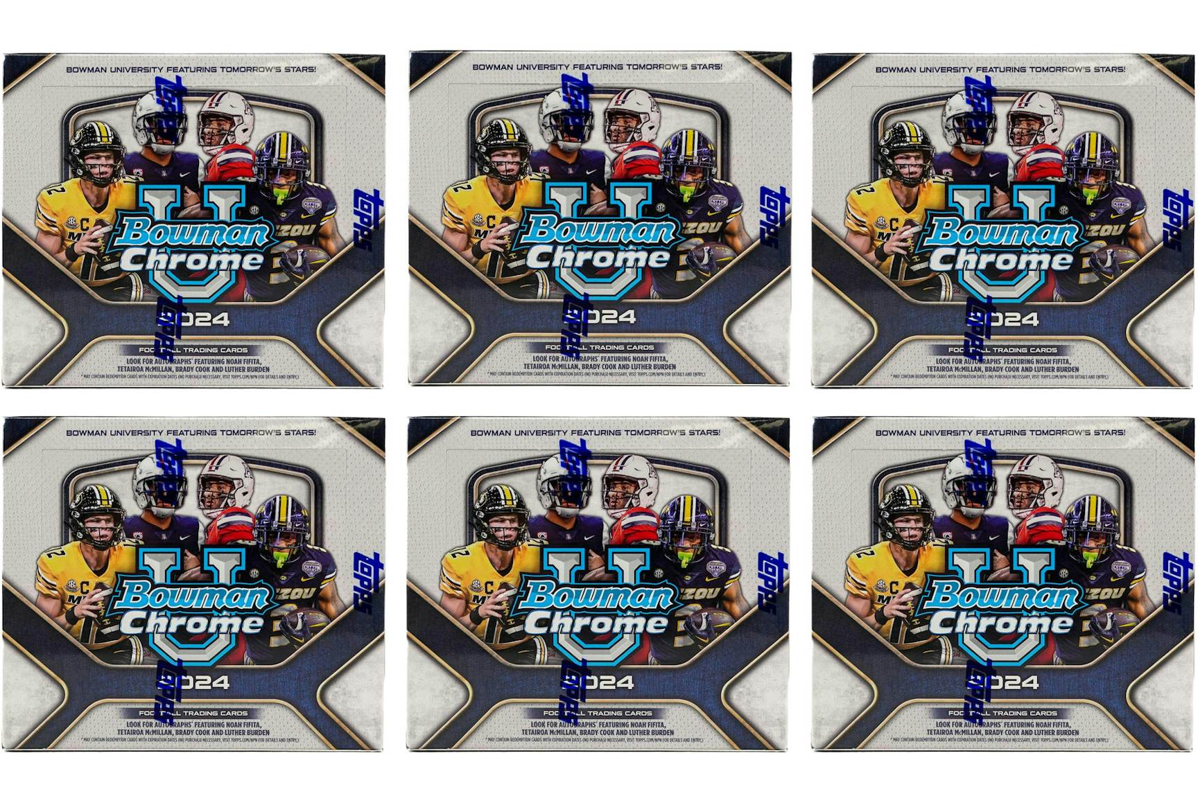2025 Bowman Chrome University Football Jumbo Hobby Box 6x Lot 2025 US