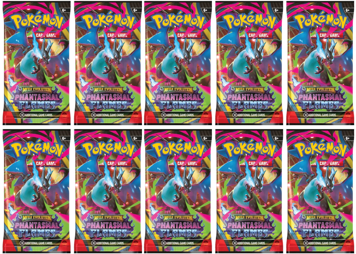 2025 Pokmon Mega Evolution Phantasmal Flames Mega Charizard X Booster Pack 10x Lot - 2025 - US 2025 Pokmon Mega Evolution Phantasmal Flames Mega Charizard X Booster Pack 10x Lot - 2025 - US