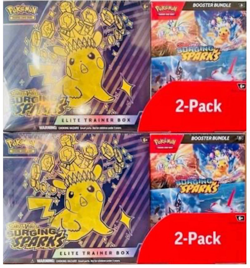 2025 Pokmon Scarlet & Violet Surging Sparks Elite Trainer Box & Booster Bundle Costco 2-Pack 2x Lot - 2025 - US 2025 Pokmon Scarlet & Violet Surging Sparks Elite Trainer Box & Booster Bundle Costco 2-Pack 2x Lot - 2025 - US