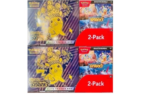 2025 Pokmon Scarlet & Violet Surging Sparks Elite Trainer Box & Booster Bundle Costco 2-Pack 2x Lot - 2025 - US 2025 Pokmon Scarlet & Violet Surging Sparks Elite Trainer Box & Booster Bundle Costco 2-Pack 2x Lot - 2025 - US