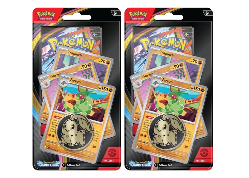 Pokemon 2026 Pokémon Mega Evolution Chaos Rising Flygon 3 Pack Blister 2x Lot Trading Card