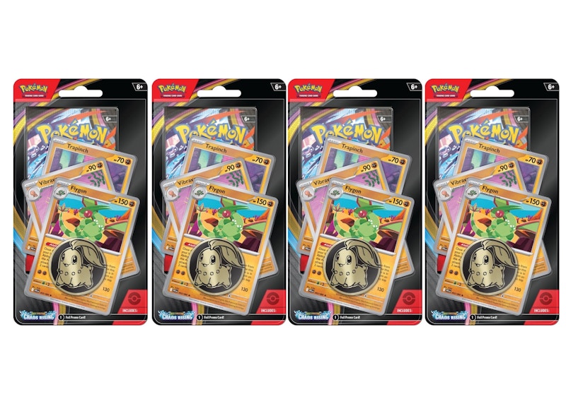 Pokemon 2026 Pokémon Mega Evolution Chaos Rising Flygon 3 Pack Blister 4x Lot Trading Card