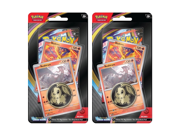 Pokemon 2026 Pokémon Mega Evolution Chaos Rising Reshiram 3 Pack Blister 2x Lot Trading Card