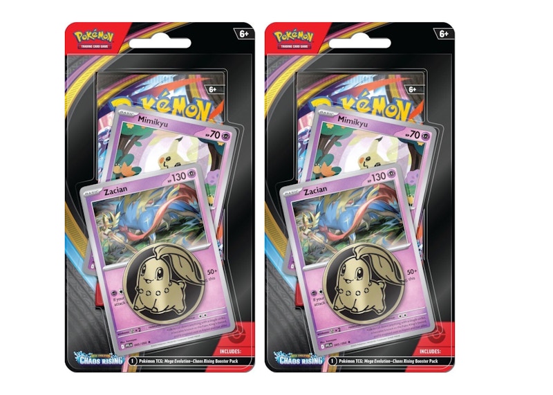 Pokemon 2026 Pokémon Mega Evolution Chaos Rising Zacian 3 Pack Blister 2x Lot Trading Card