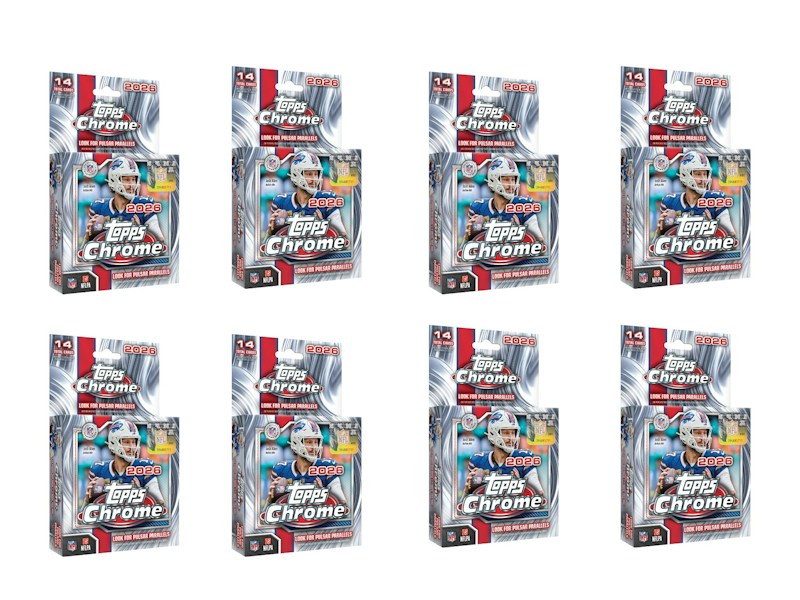 2026 Topps Fußball-Aufhängebox, verchromt, 8 Stück