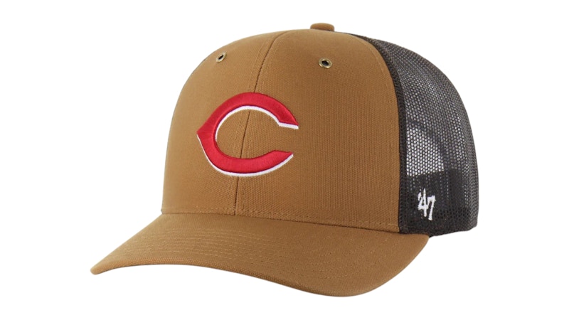 Pre-owned 47 Brand X Carhartt Mlb Cincinnati Reds Trucker Cap In Brown