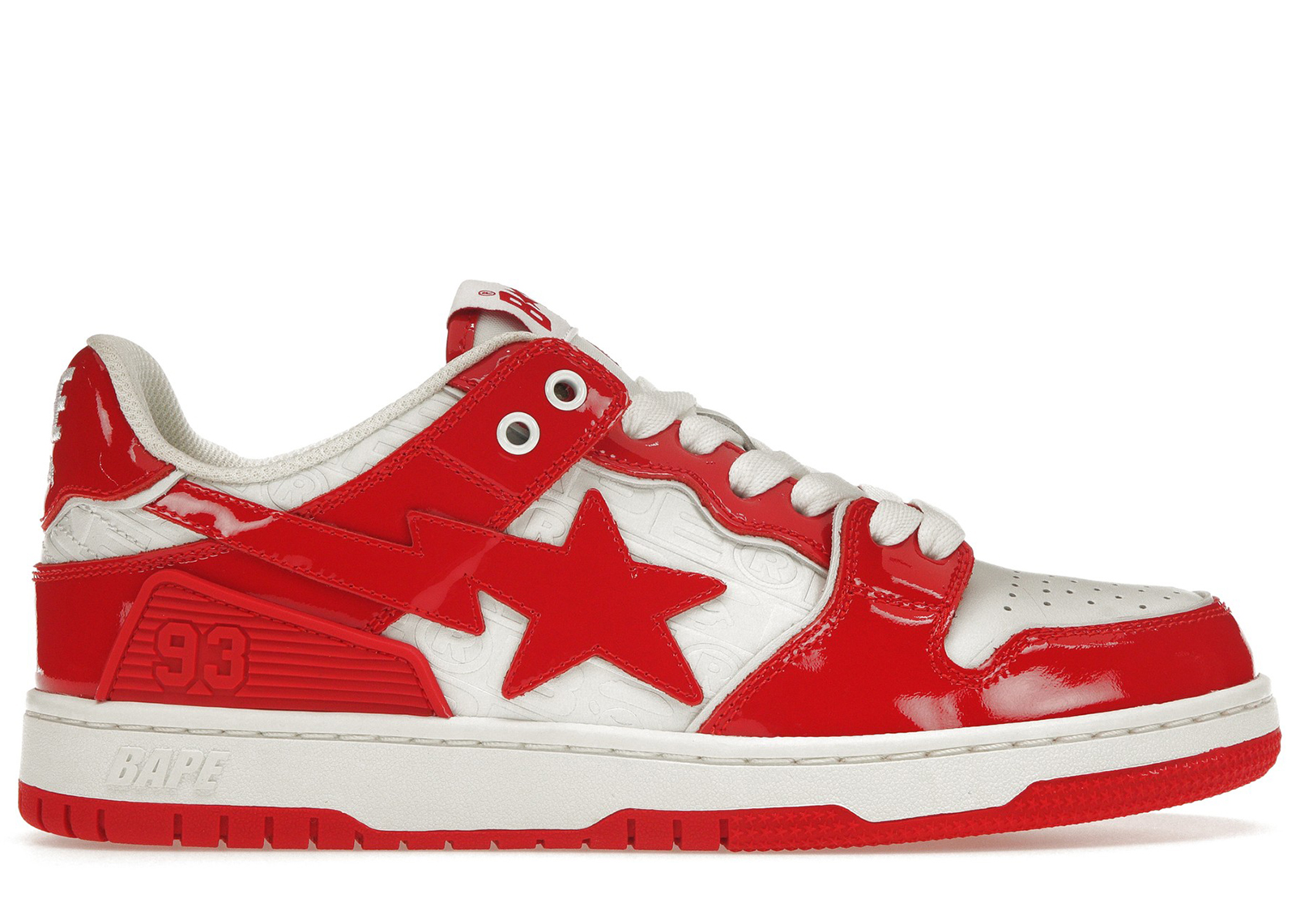 A Bathing Ape Bape SK8 Sta Red White Patent