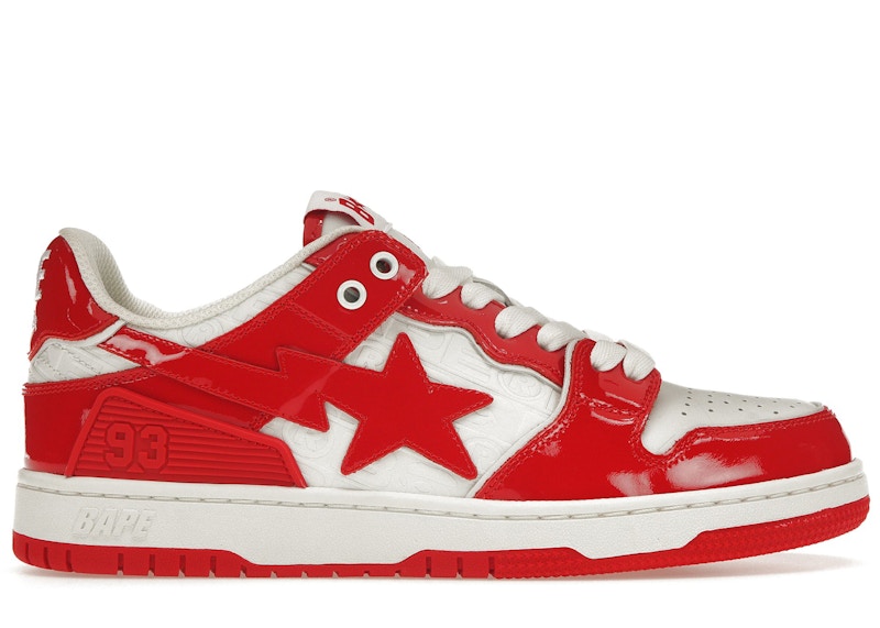 A Bathing Ape Bape SK8 Sta Red White Patent Men's - 001FWJ201003