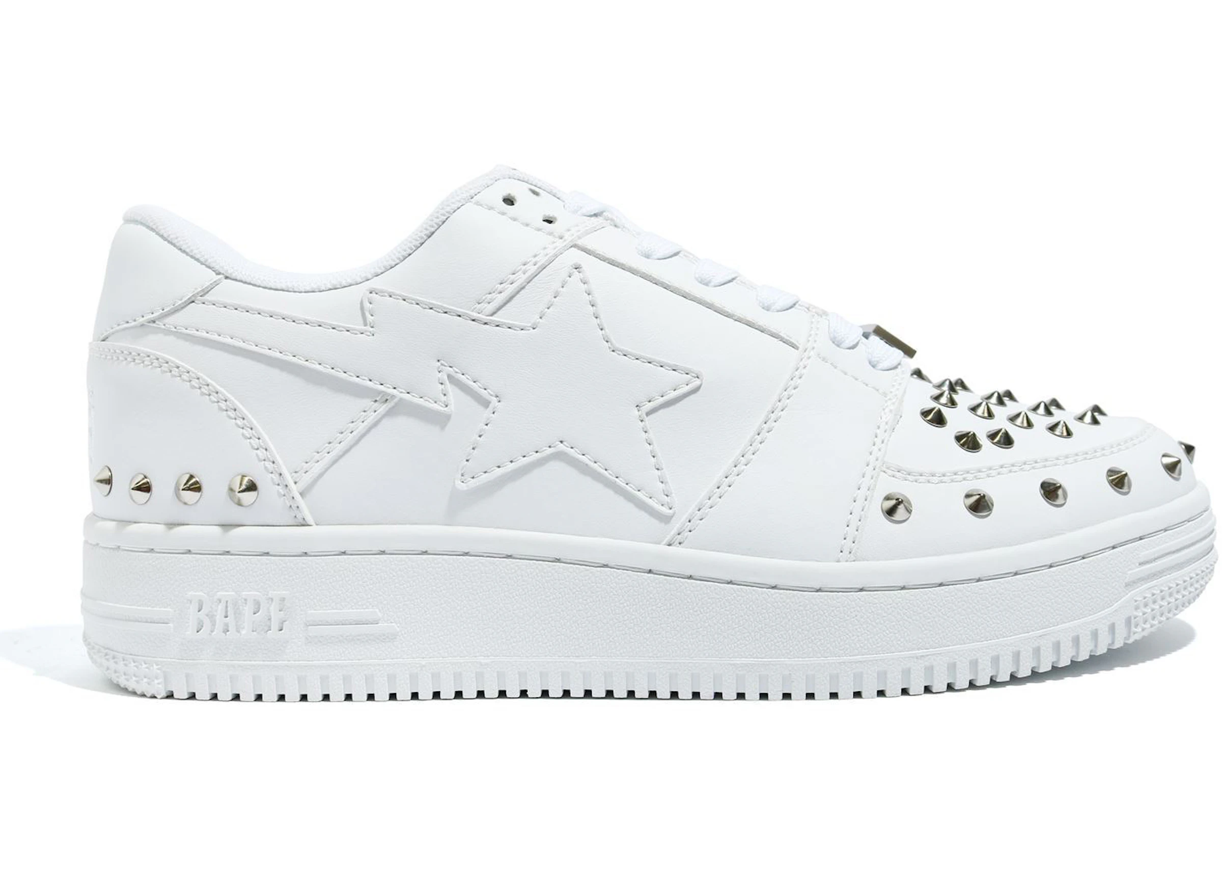 A Bathing Ape Bape Sta Low 20th Anniversary White Silver Studded - 1G80 ...