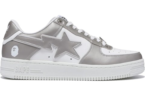Sepatu Bape White Bape Shoes A Bathing Ape Bape Sta #4 Silver