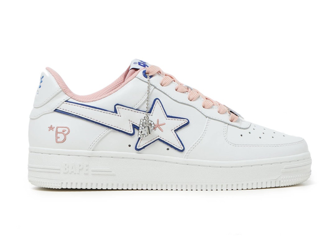Pre-owned Bape A Bathing Ape  Sta Bapy White Pink (women's) In White/pink/blue