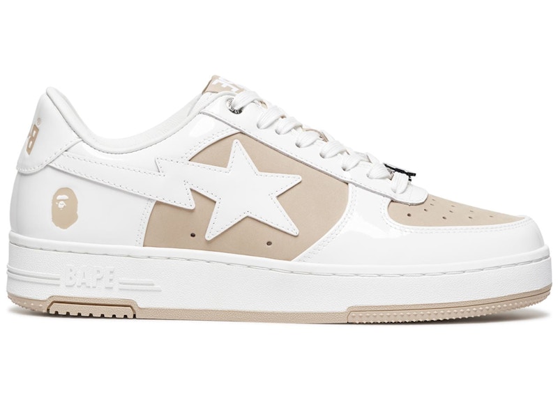 Pre-owned Bape Men's A Bathing Ape Sta Low #6 Sneakers In White/beige