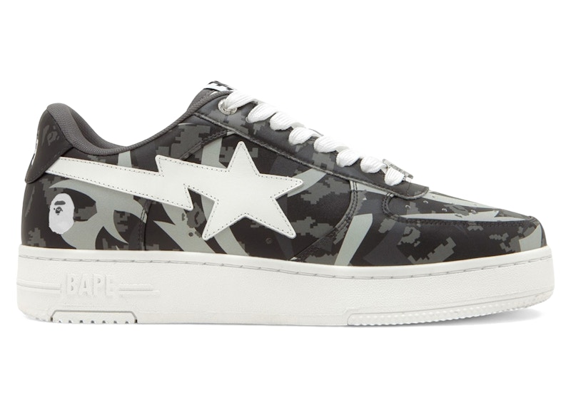 Pre-owned Bape Men's A Bathing Ape Sta Low Clot Trial Camo Sneakers In Black/grey/white In Multi