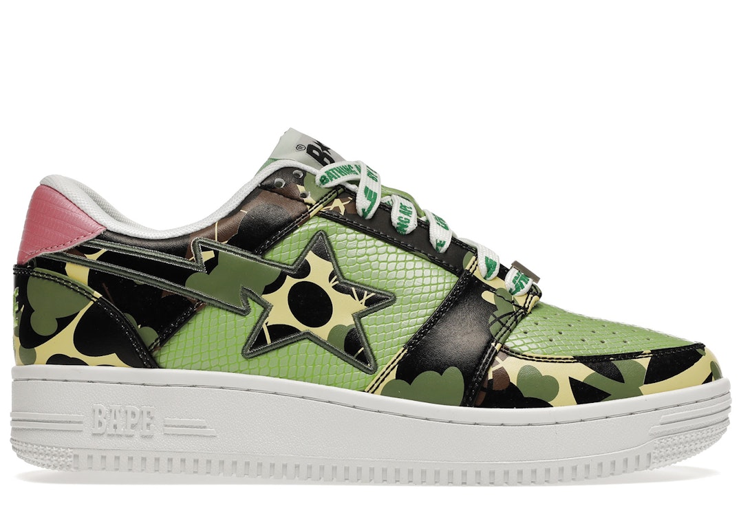 Pre-owned Bape A Bathing Ape  Sta Low Unkle In Green/lime-pink