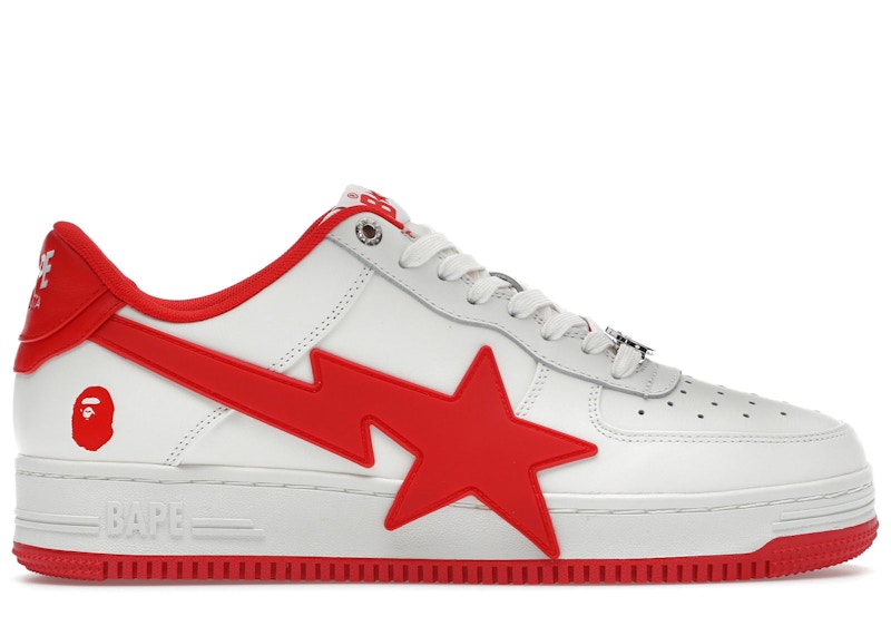 Pre-owned Bape Men's A Bathing Ape  Sta Os #2 Sneakers In White/red