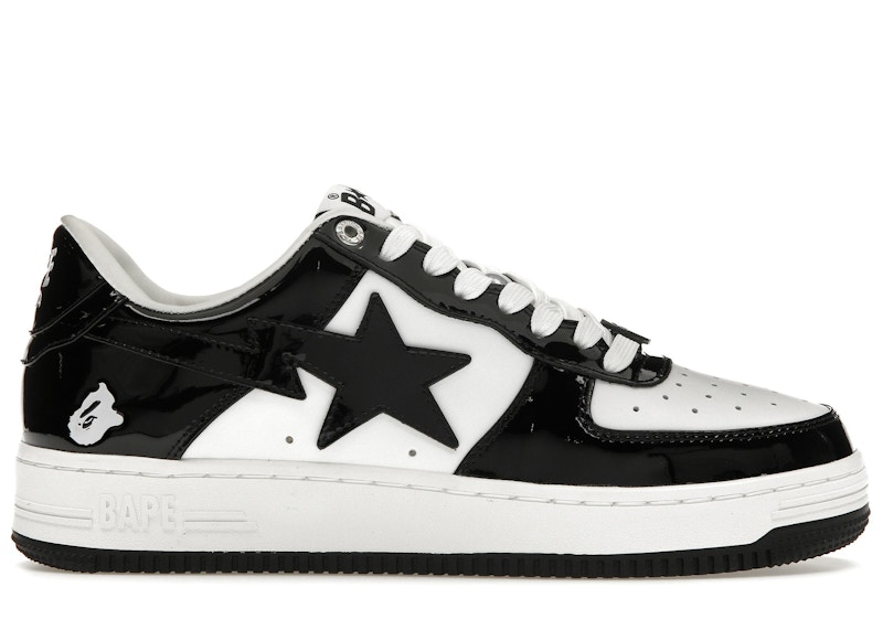 A Bathing Ape Bape Sta Patent Leather Black White 1I70 291 001 1I70 191 002 US