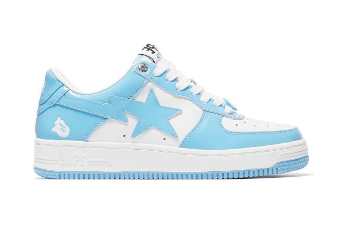 Pre-owned Bape A Bathing Ape  Sta Patent Leather Blue White In Blue/white