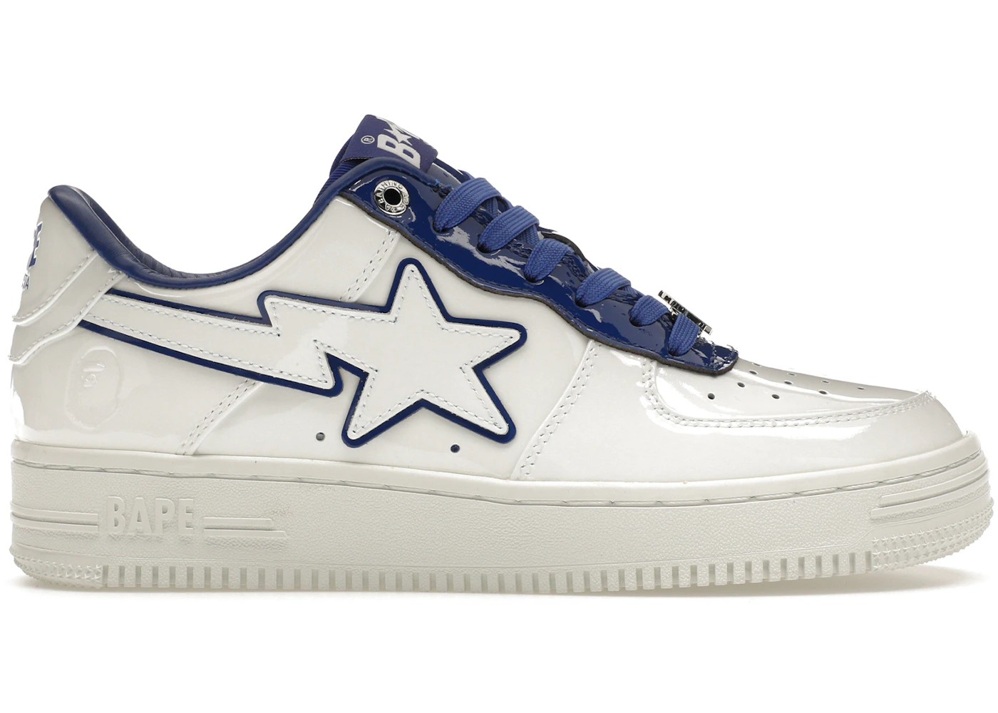 A Bathing Ape Bape Sta Patent Leather White Blue Men's 1J30-191