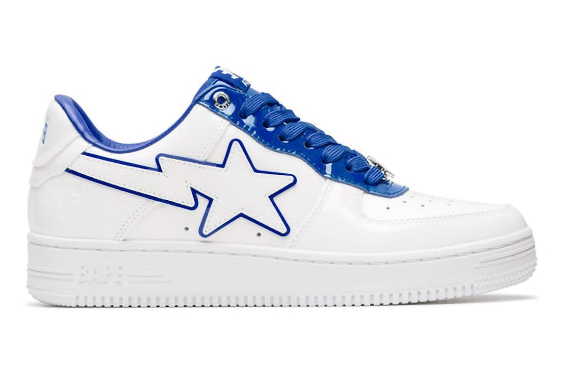 Pre-owned Bape A Bathing Ape  Sta Patent Leather White Blue In White/blue