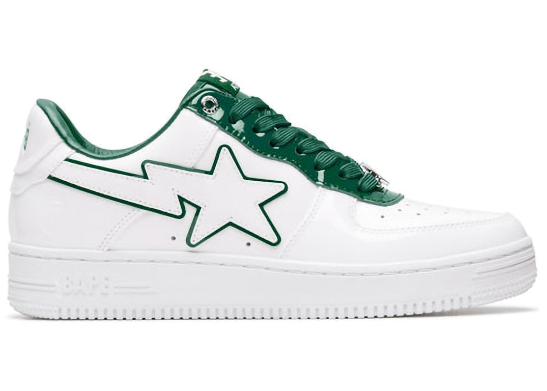 Pre-owned Bape A Bathing Ape  Sta Patent Leather White Green In White/green