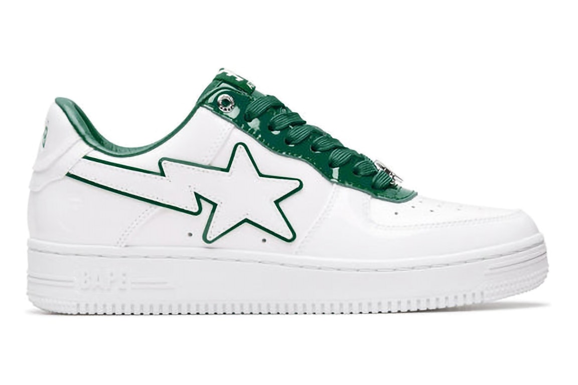 Pre-owned Bape A Bathing Ape  Sta Patent Leather White Green In White/green