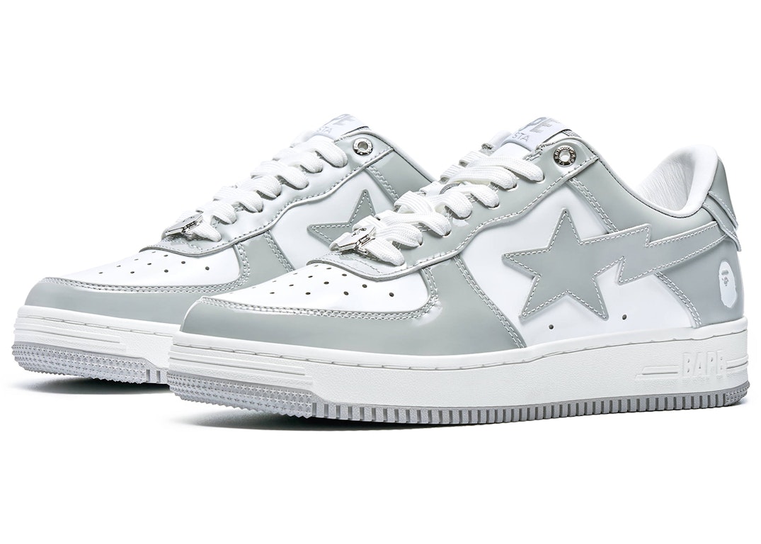 Pre-owned Bape A Bathing Ape  Sta Patent Leather White Grey (2023) In White/grey