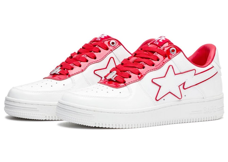 A Bathing Ape Bape Sta Patent Leather White Red