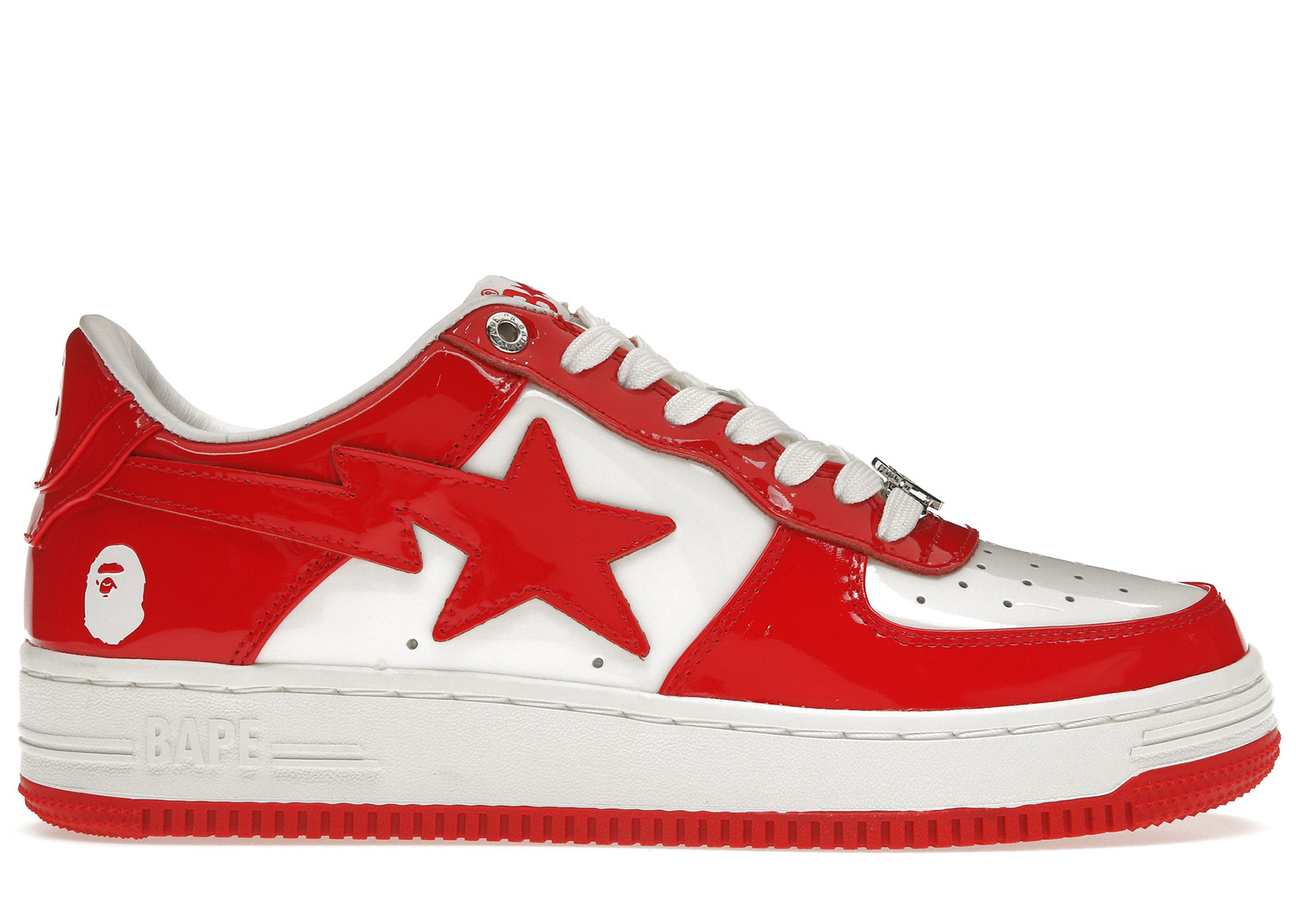 A Bathing Ape Bape Sta Patent Leather White Red (2023) Men's