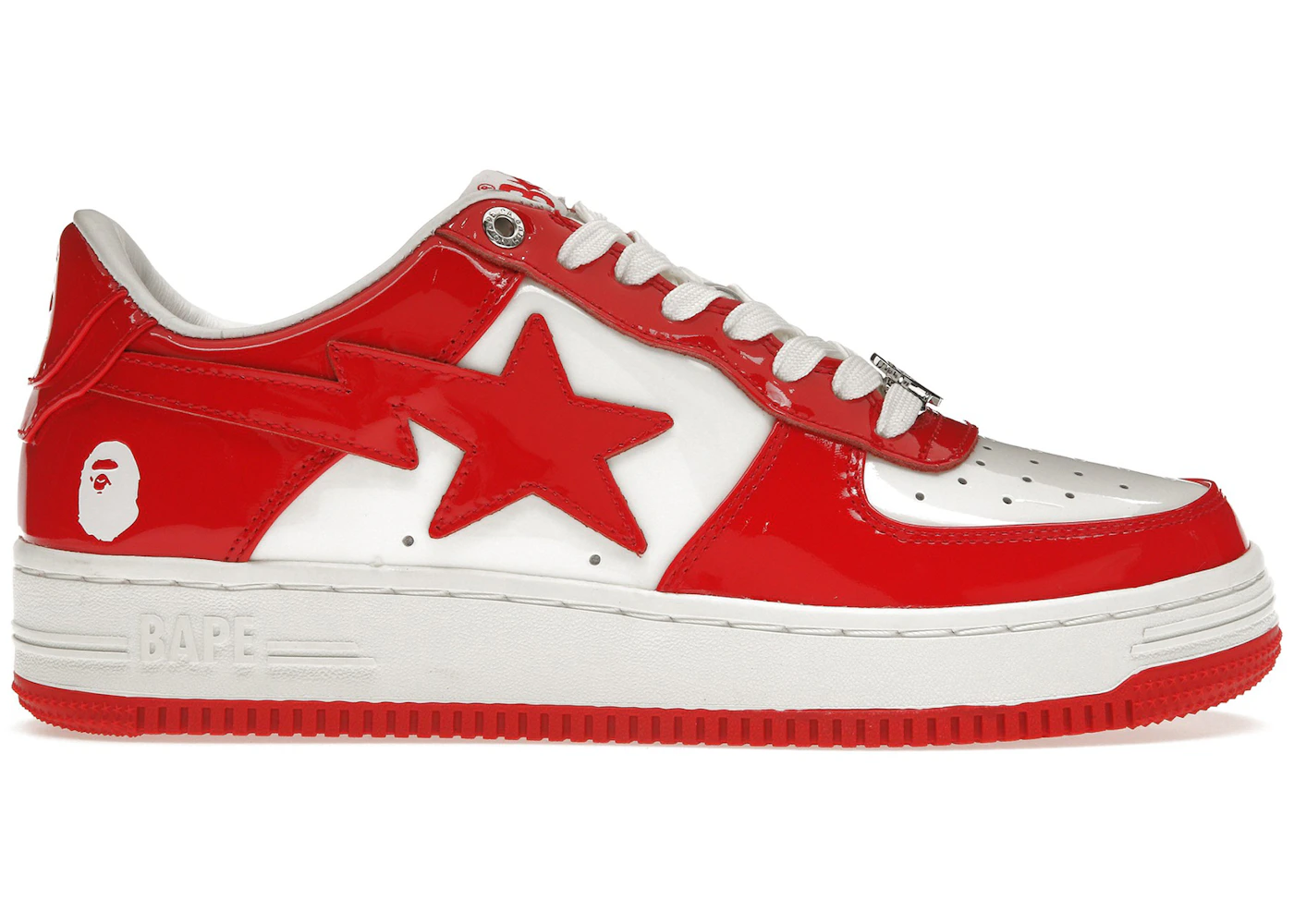 A Bathing Ape Bape Sta Patent Leather White Red (2023) Men's