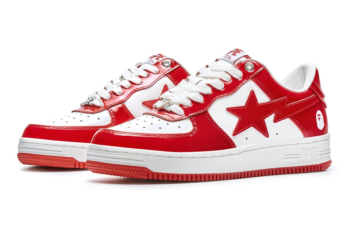 Pre-owned Bape A Bathing Ape  Sta Patent Leather White Red (2023) In White/red
