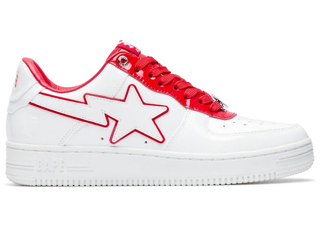 Pre-owned Bape A Bathing Ape  Sta Patent Leather White Red In White/red