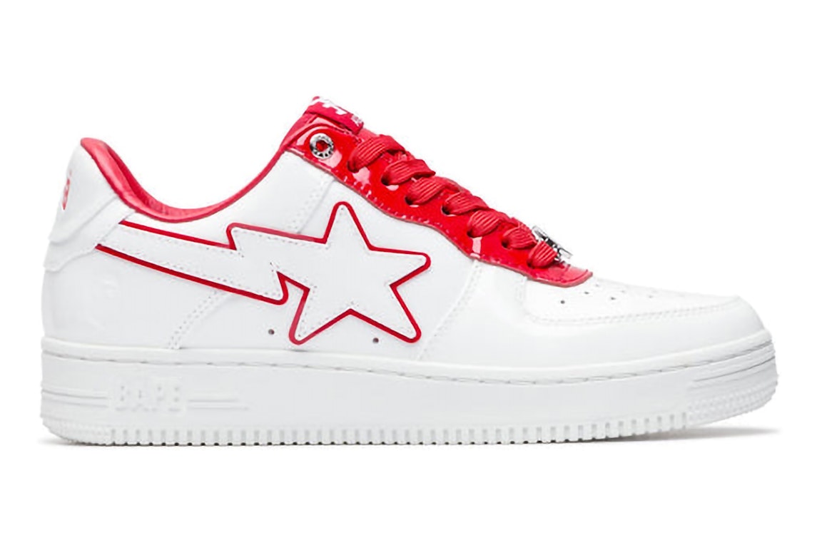 Pre-owned Bape A Bathing Ape  Sta Patent Leather White Red In White/red