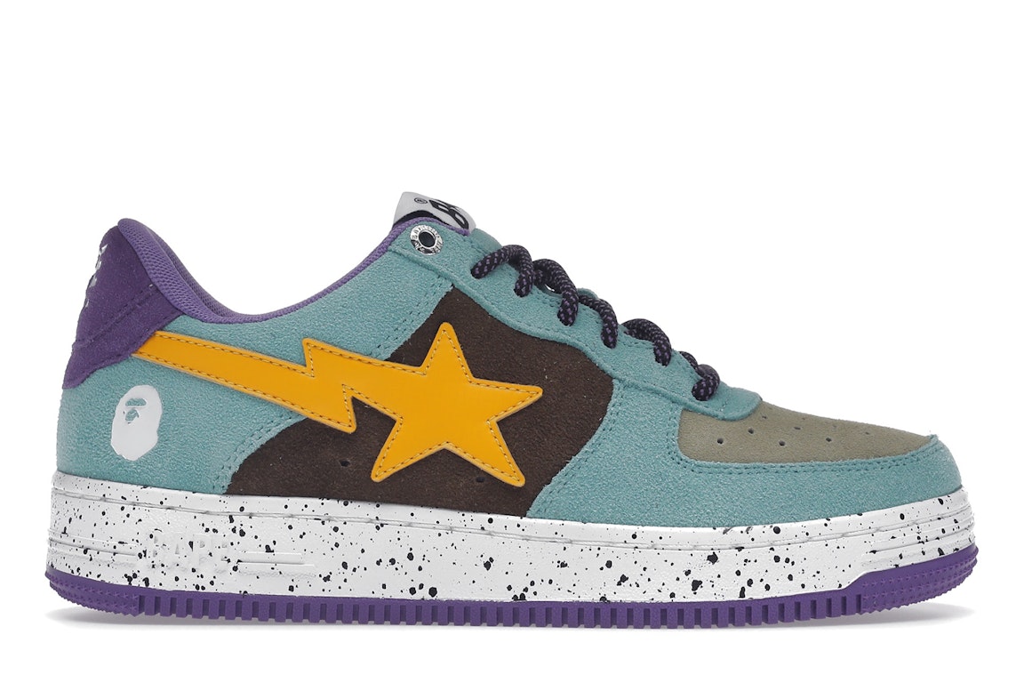 Pre-owned Bape A Bathing Ape  Sta Teal Brown Yellow Suede In Teal/brown/yellow