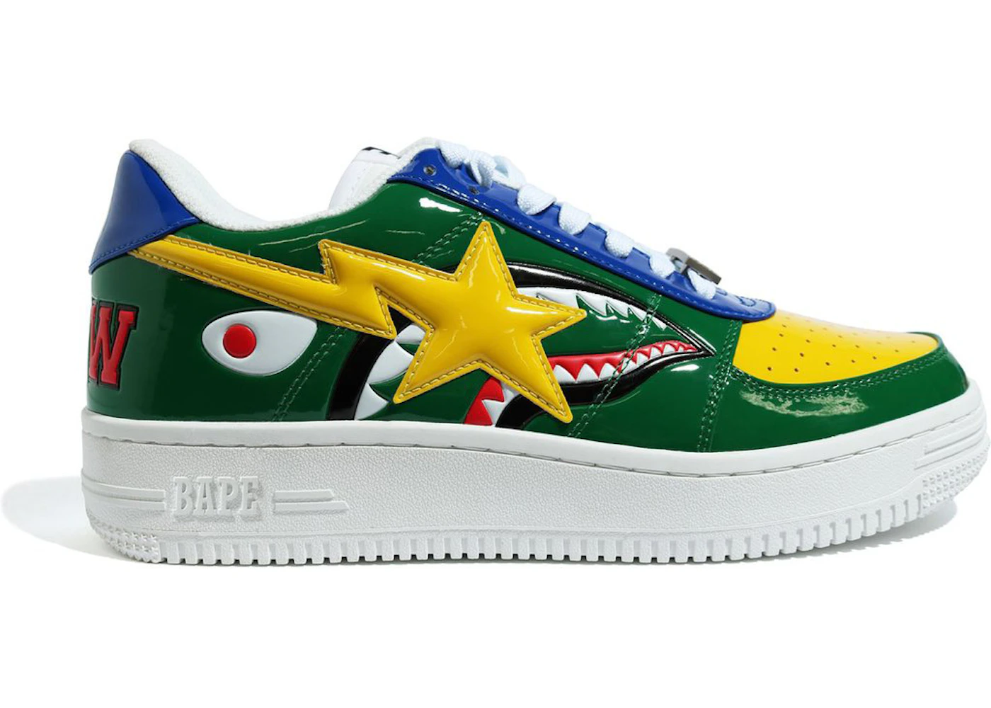A Bathing Ape Bape Sta Low M2 20th Anniversary Patent Green Shark