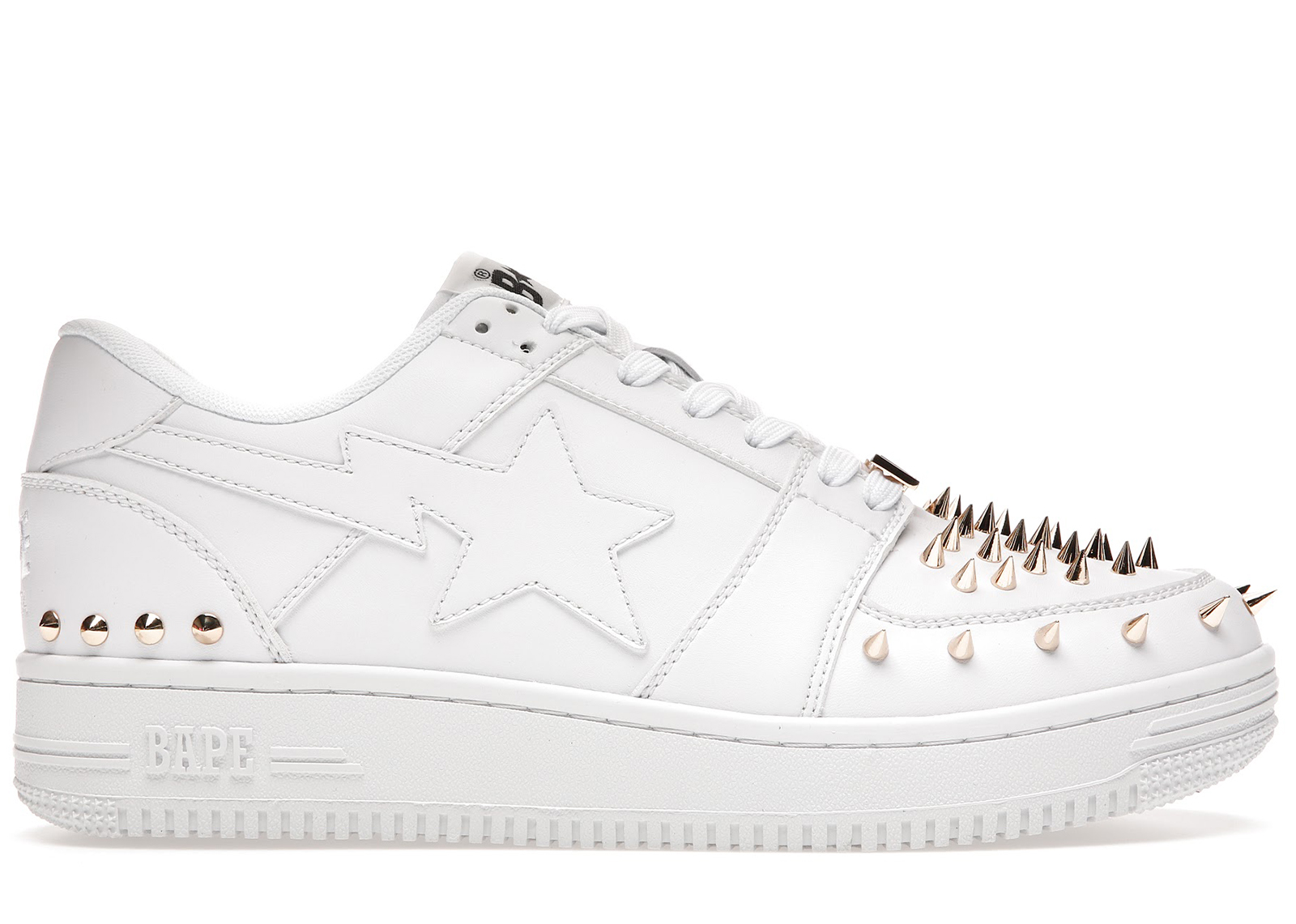 A Bathing Ape Bape Sta Low White Gold Studded