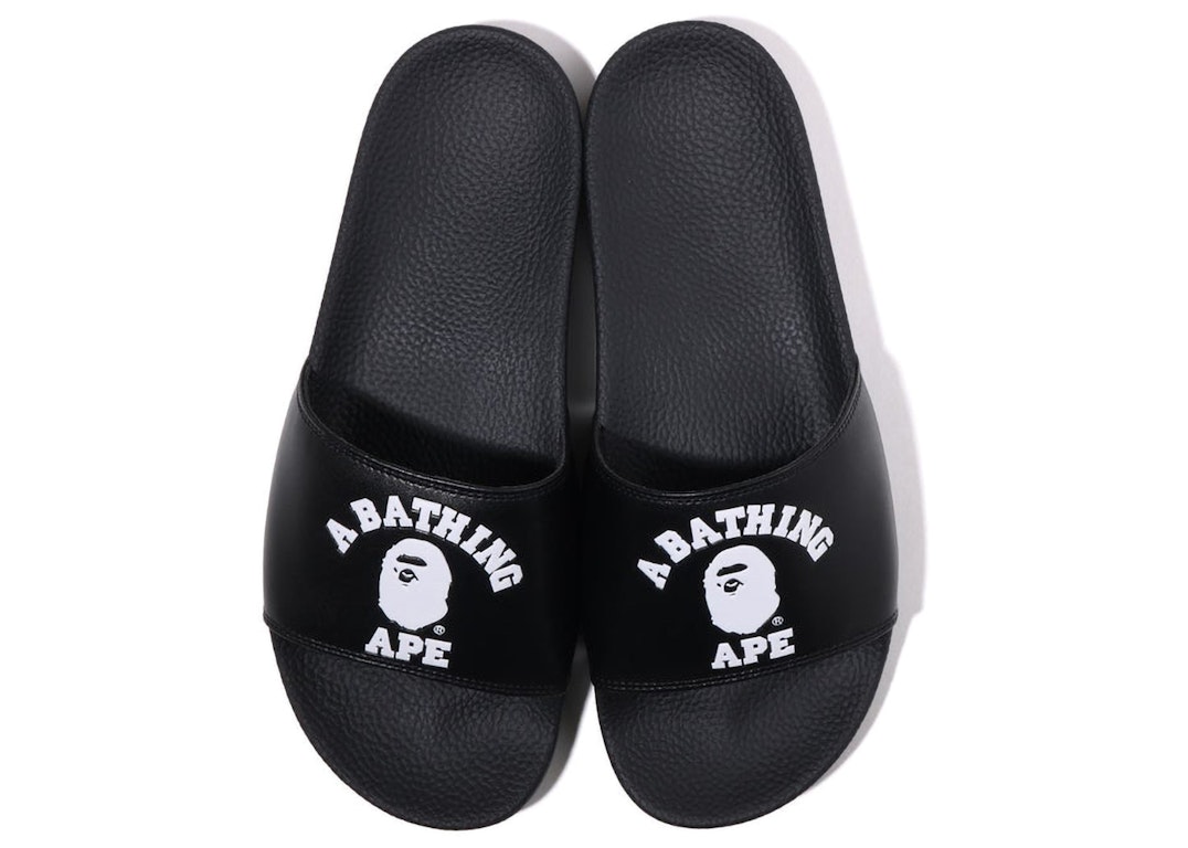 Pre-owned Bape A Bathing Ape College Slide Sandal Online Exclusive Black (2022) In Black/black/white