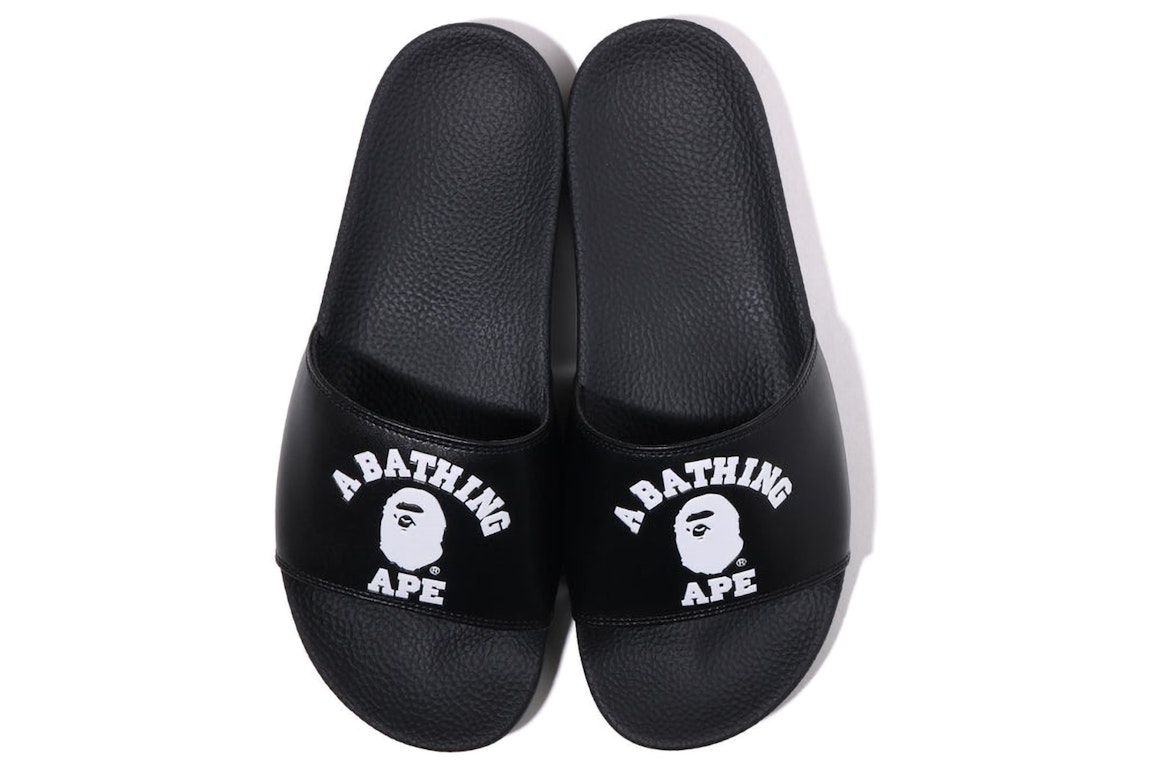 Pre-owned Bape A Bathing Ape College Slide Sandal Online Exclusive Black (2022) In Black/black/white
