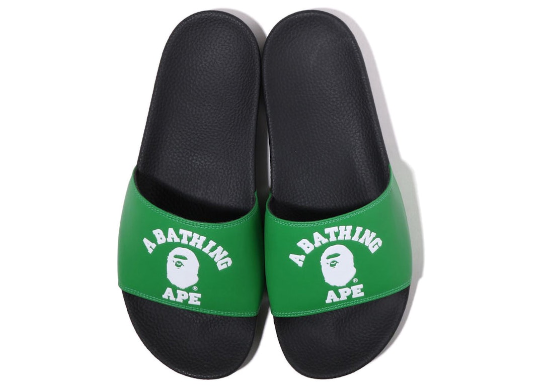 Pre-owned Bape A Bathing Ape College Slide Sandal Online Exclusive Green (2022) In Green/black/white