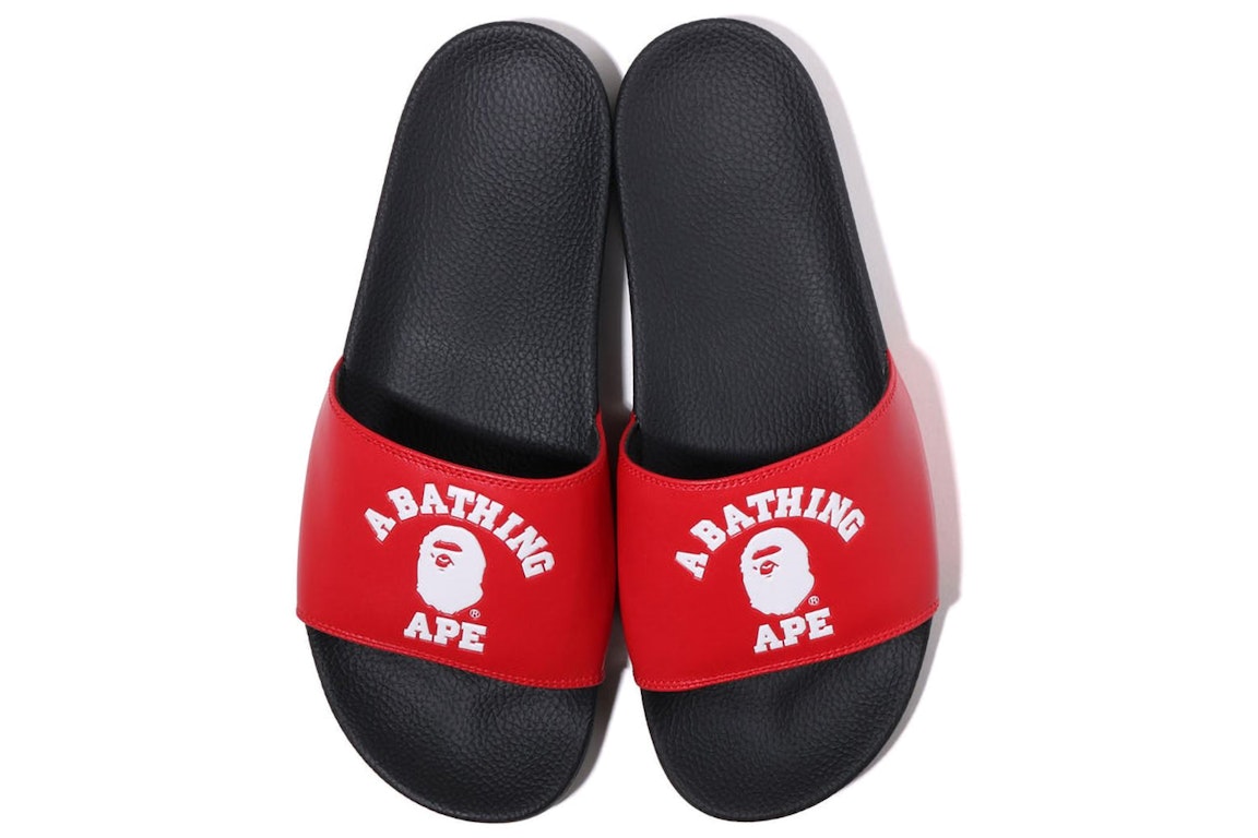 Pre-owned Bape A Bathing Ape College Slide Sandal Online Exclusive Red (2022) In Red/black/white