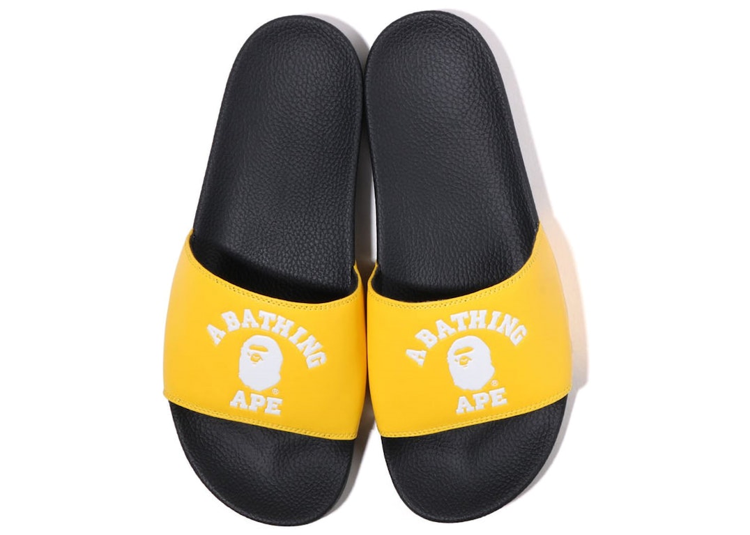 Pre-owned Bape A Bathing Ape College Slide Sandal Online Exclusive Yellow (2022) In Yellow/black/white