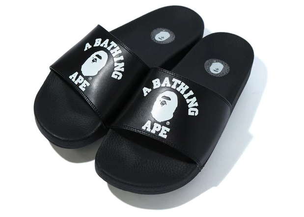 A Bathing Ape College Slide Sandals Black (FW22)